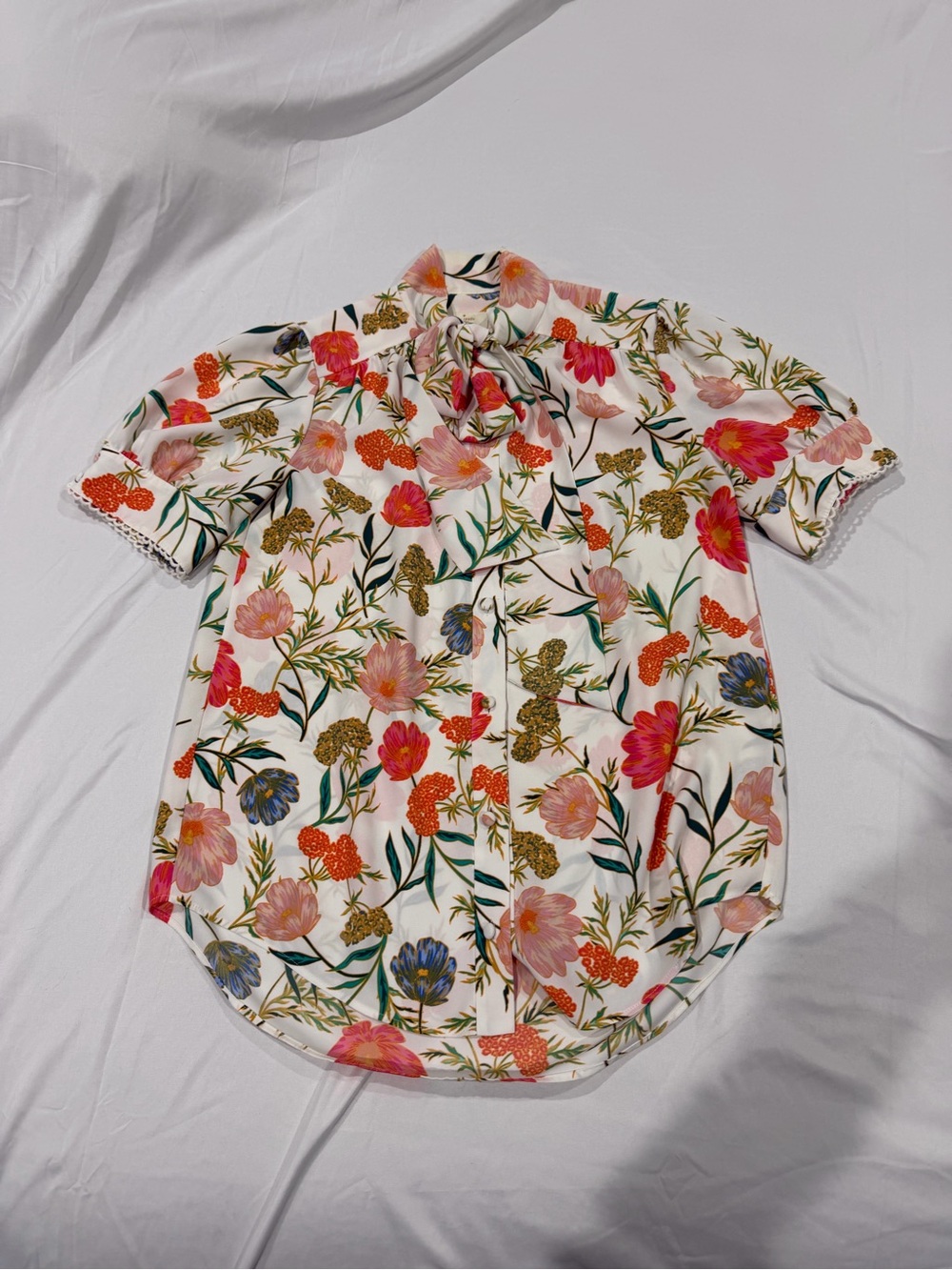 kate spade Floral Tie-Neck Blouse